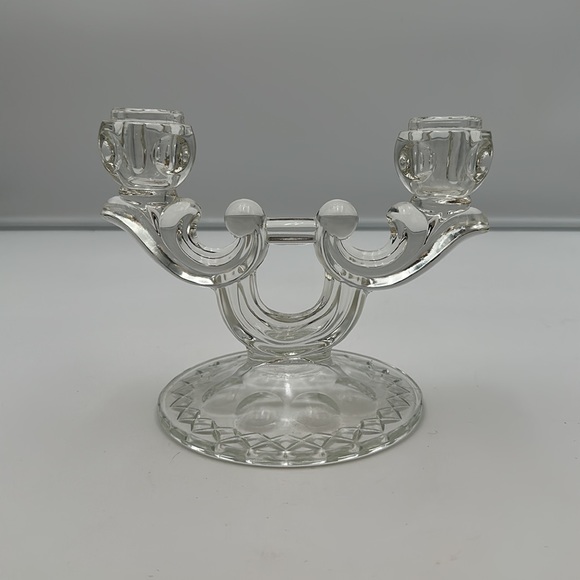 Vintage Double Clear Glass Double Candle Holder - Picture 3 of 16